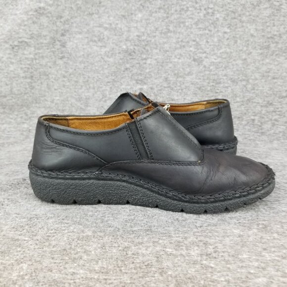 ✅Josef Seibel Black Leather Front Zip Comfort Shoes Women's EU38/US7-7.5 Booties - Picture 9 of 11